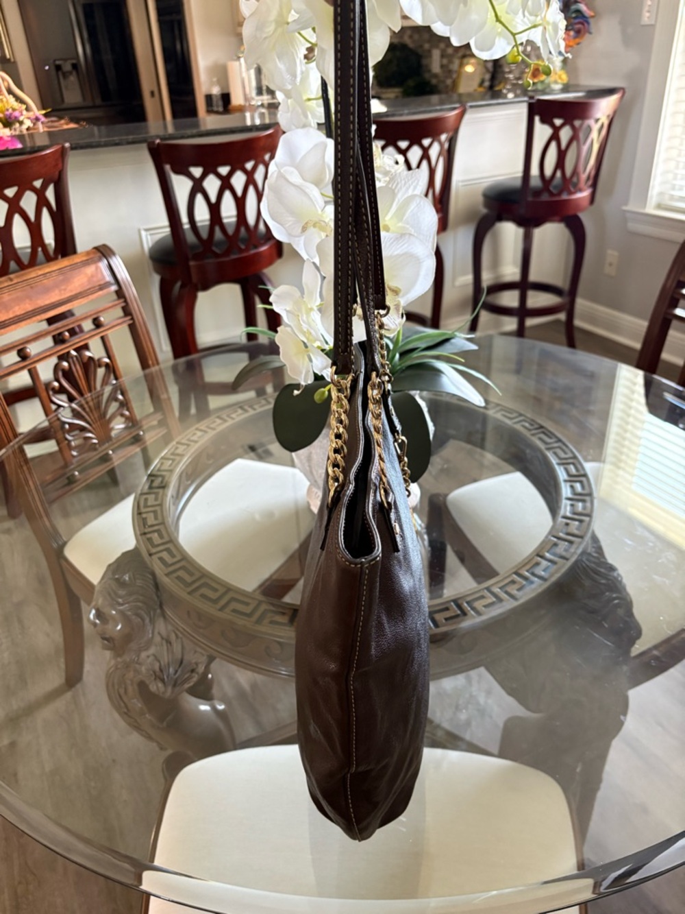 🤎🤎MICHAEL KORS JET SET TEXTURED BROWN LEATHER TOTE/SHOULDER BAGl🤎🤎 - Picture 4 of 7